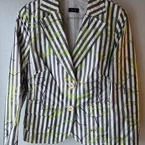 Basler Green and Black Striped Blazer
